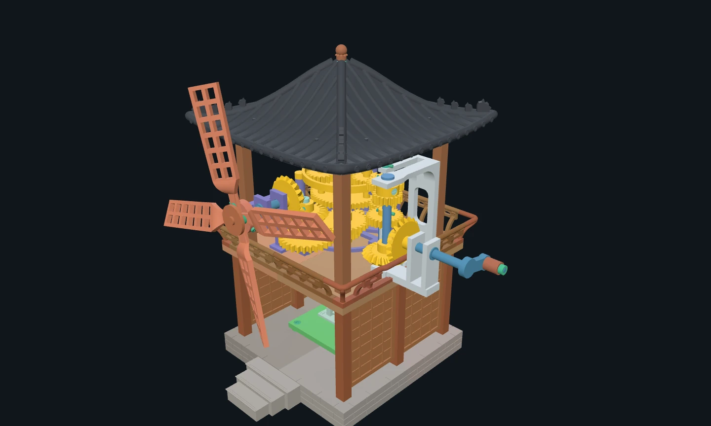 한옥풍차 현재 CAD 조립 모델